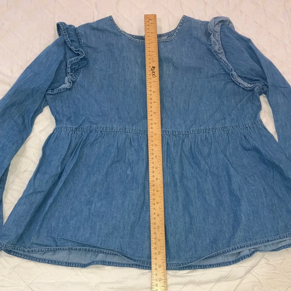 ASOS denim women’s size 6 light Blue Ruffled Peplum Jean Blouse - Picture 11 of 16